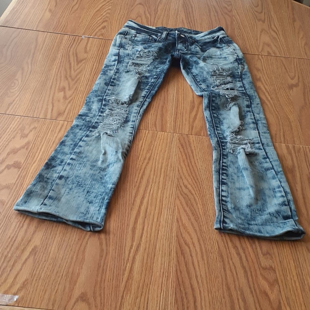 Machine distressed skinny jean dark blue ITALY 39